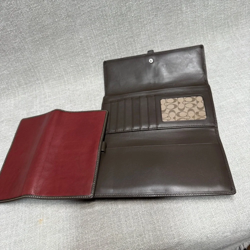 Coach Vintage Red Soho Leather Buckle Envelope Wallet Checkbook Burgundy Oxblood - Picture 3 of 8